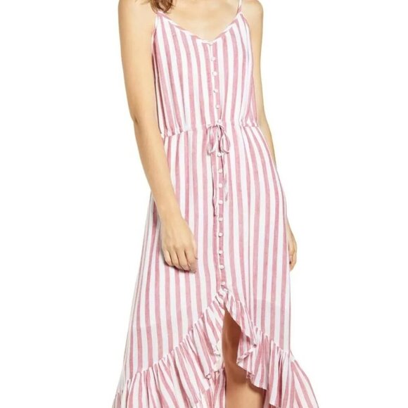 Rails Frida Striped Linen Blend Dress, Carmine Stripe Size Medium - Picture 2 of 9